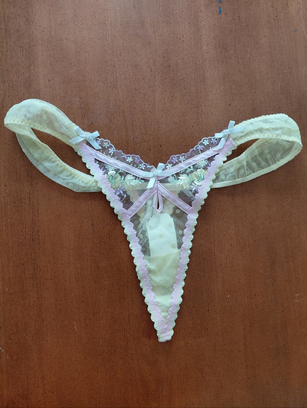 For Love And Lemons Buttercup Bunches Butter Yellow Pastel Coquette Thong NWT - Picture 3 of 7
